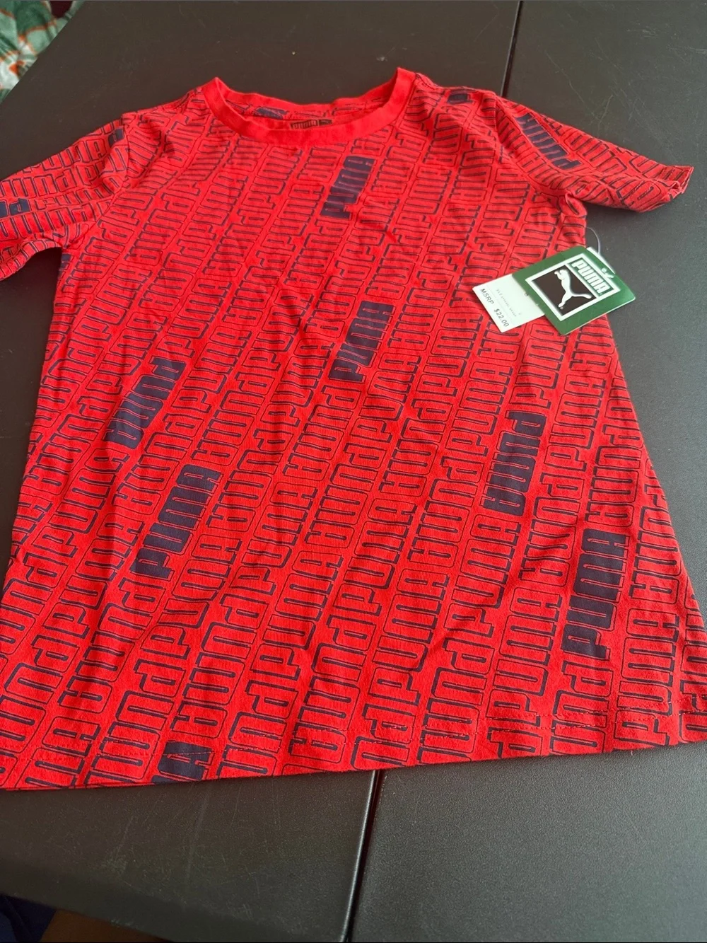 Puma Red and Black Graphic Logo Tee - Kids